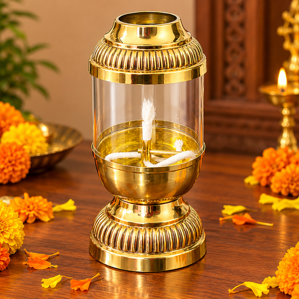 Brass & Glass Akshad Diya Oil Lamp