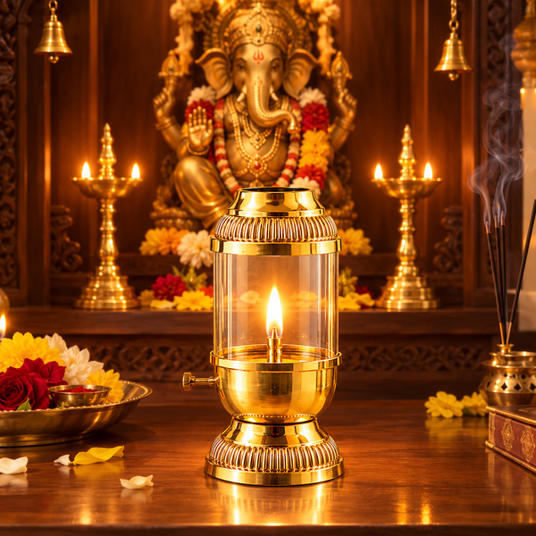 Brass & Glass Akshad Diya Oil Lamp