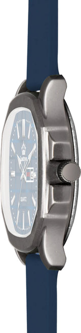 Limestone Premium Men's Analog Quartz Watch with Date Display – Blue Dial & Silicone Strap