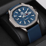 Limestone Premium Men's Analog Quartz Watch with Date Display – Blue Dial & Silicone Strap