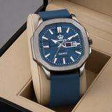 Limestone Premium Men's Analog Quartz Watch with Date Display – Blue Dial & Silicone Strap