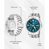Premium Teal Dial Stainless Steel Analog Watch